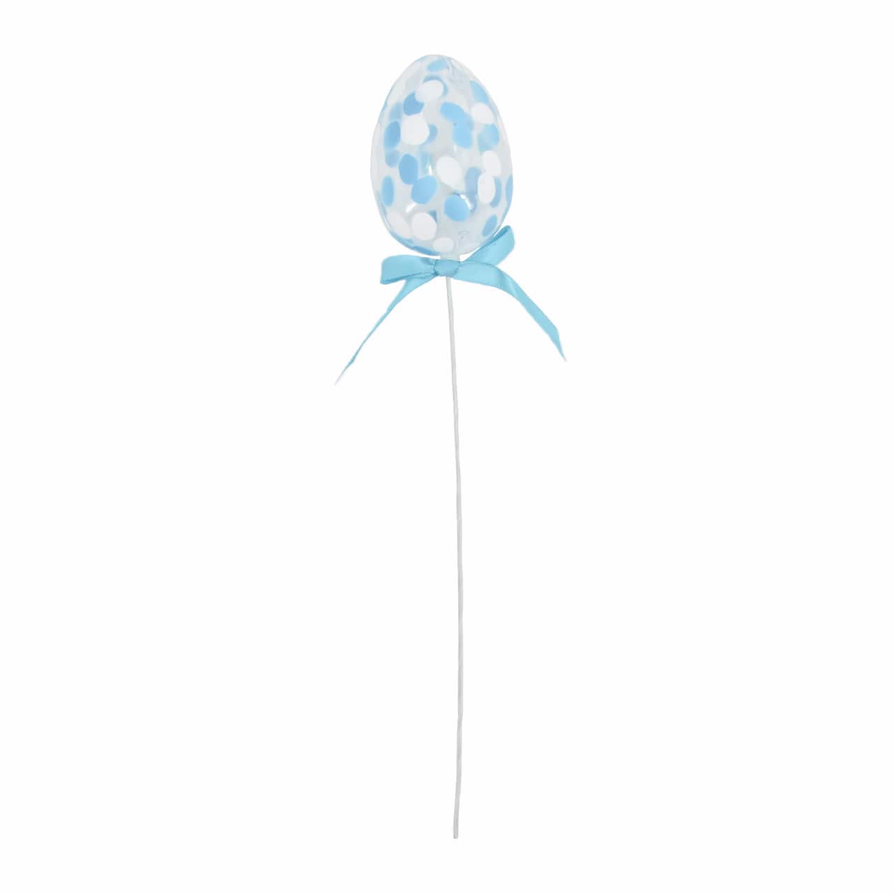 11.75" Blue Dotted Egg Pick with Bow by Ashland®